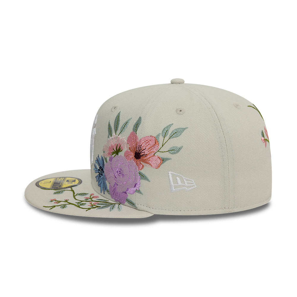 New York Yankees MLB Floral 59Fifty New Era Cream/White