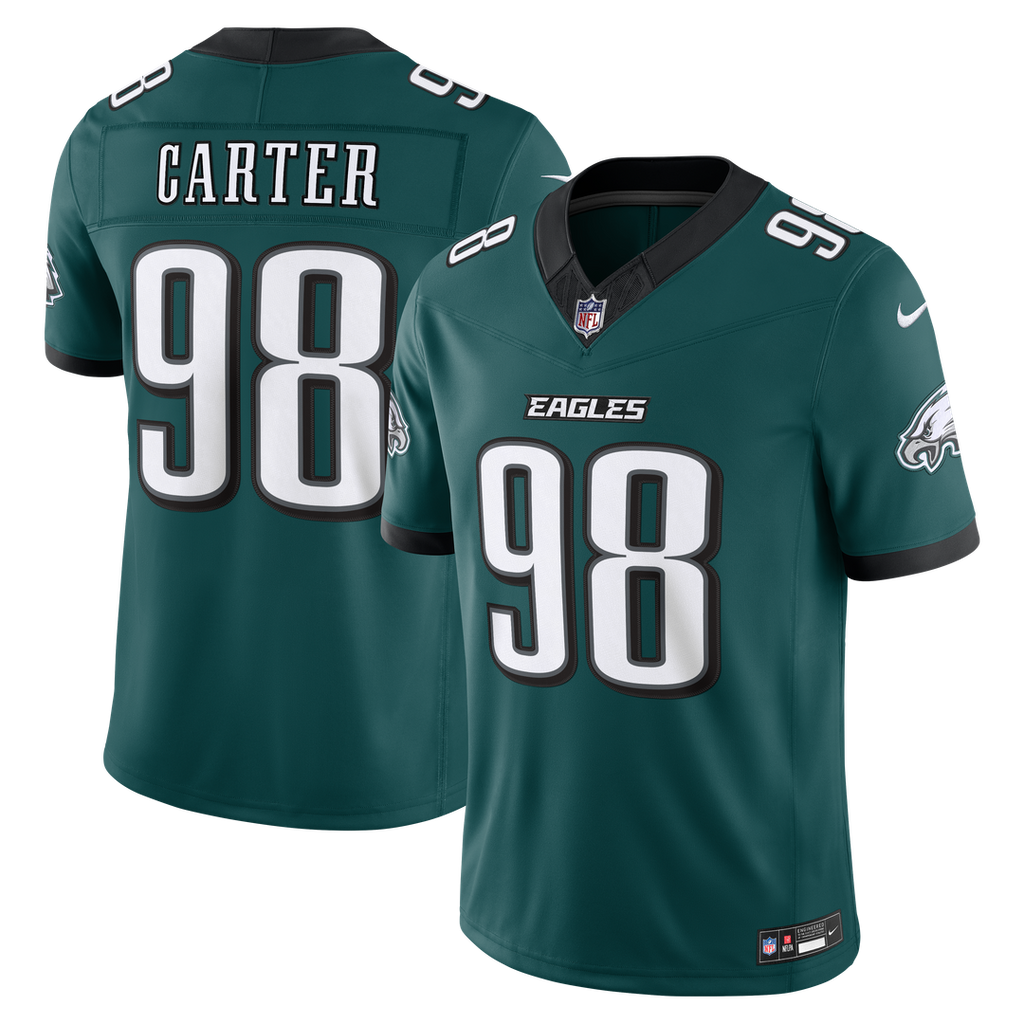 Men's Philadelphia Eagles Jalen Carter Midnight Green Team Vapor F.U.S.E. Stitched
