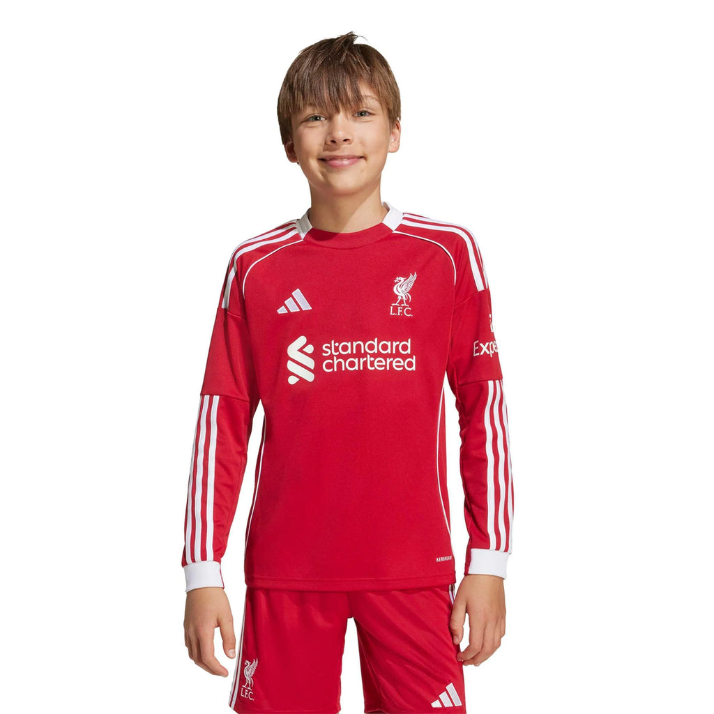 Kid's Replica Liverpool Long Sleeve Home Jersey 25/26