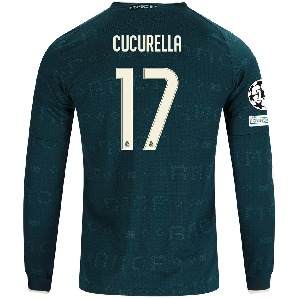 Men's Replica Cucurella Real Madrid Long Sleeve Away Jersey 26/27