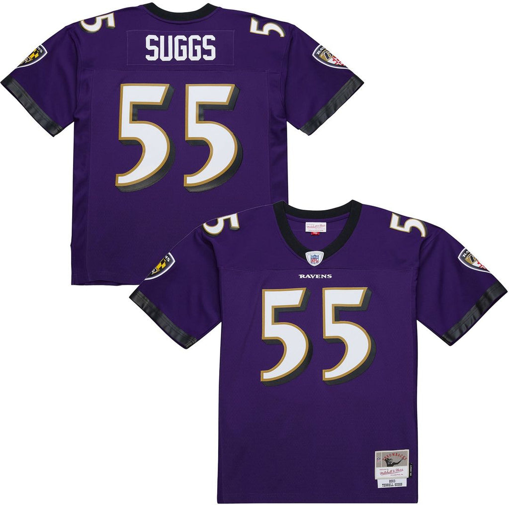 Men's Baltimore Ravens Terrell Suggs White 2003 Legacy Replica Player Jersey