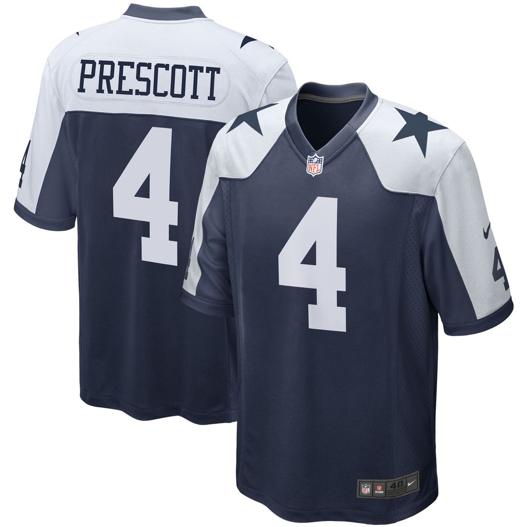 Men's Dallas Cowboys Dak Prescott Navy Alternate Game Team Jersey