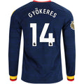 Men's Replica Gykores Arsenal Long Sleeve Away Jersey 26/27