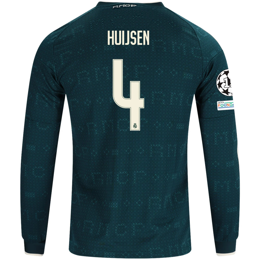 Men's Replica Huijsen Real Madrid Long Sleeve Away Jersey 26/27