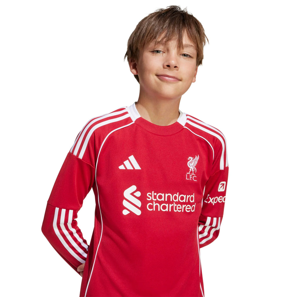 Kid's Replica Liverpool Long Sleeve Home Jersey 25/26
