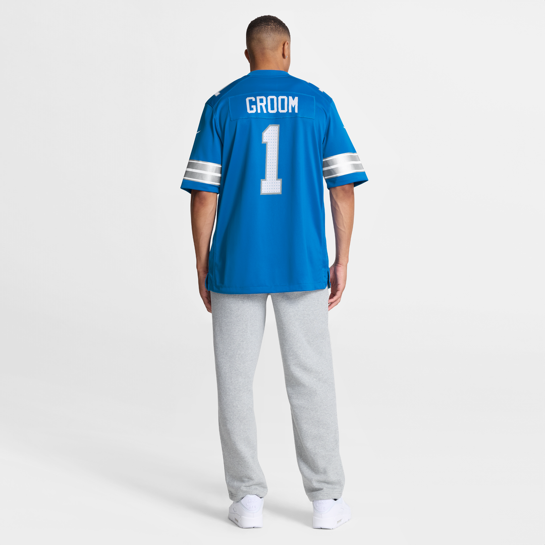 Men's Detroit Lions Number 1 Groom Blue