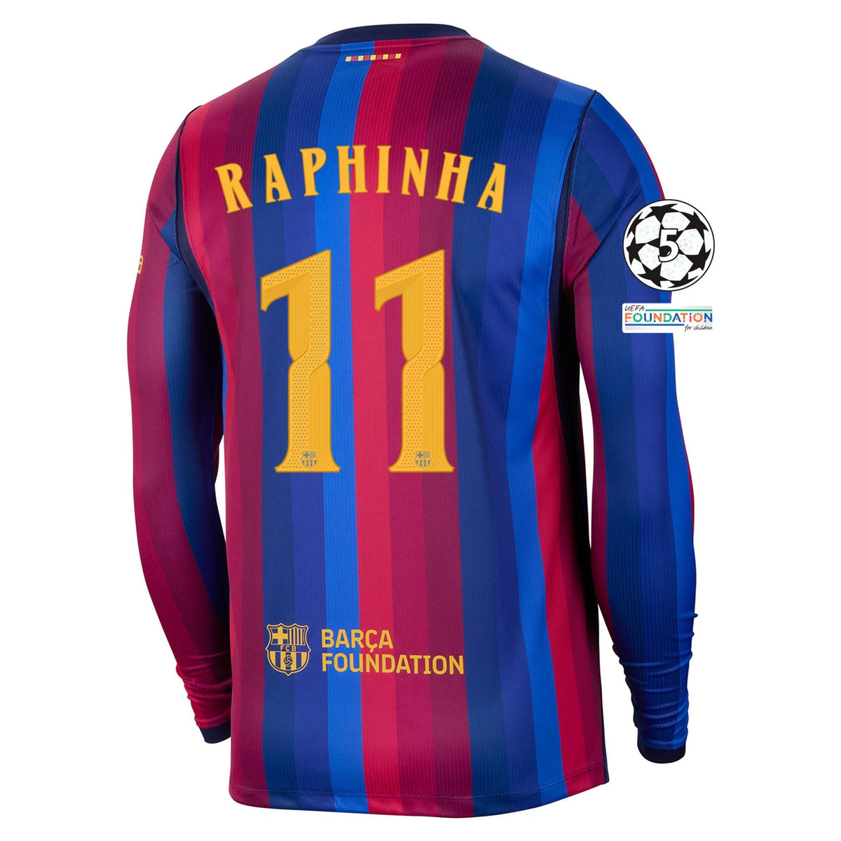 Men's Replica Raphinha Barcelona Long Sleeve Home Jersey 26/27 UCL