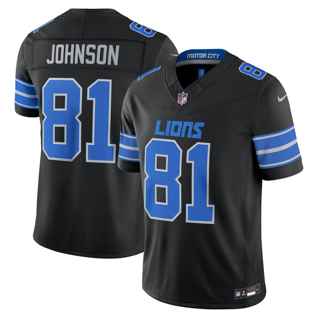 Men's Detroit Lions Calvin Johnson Black Alternate Vapor F.U.S.E. Stitched Retired