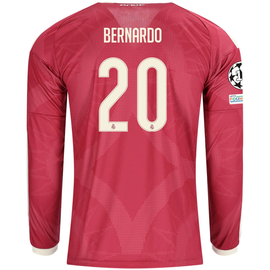 Men's Replica Bernardo Real Madrid Long Sleeve Third Jersey 26/27