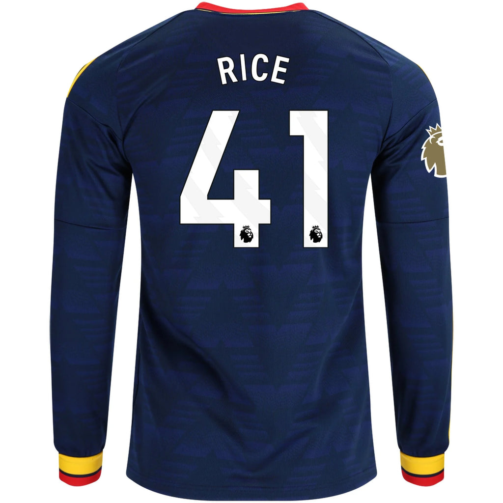 Men's Replica Rice Arsenal Long Sleeve Away Jersey 26/27