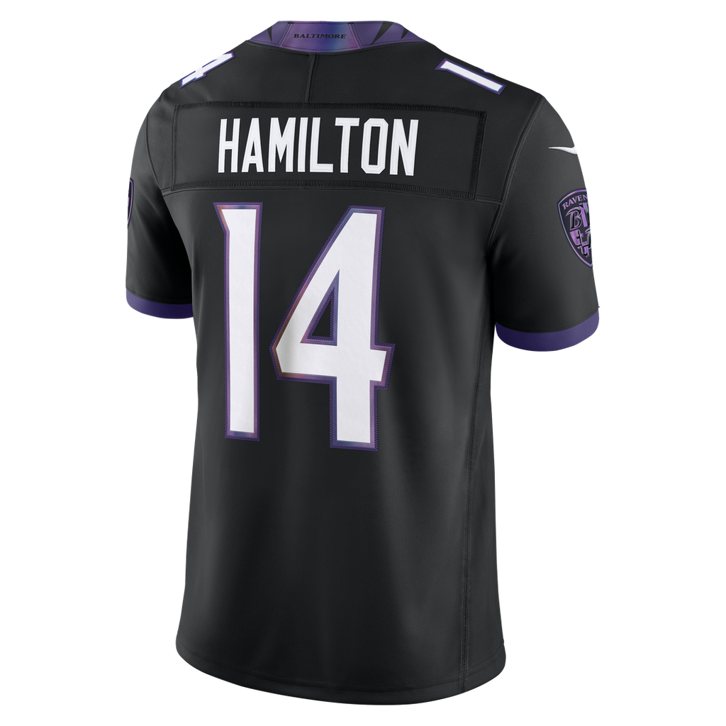 Men's Baltimore Ravens Kyle Hamilton Black Alternate Vapor F.U.S.E. Stitched