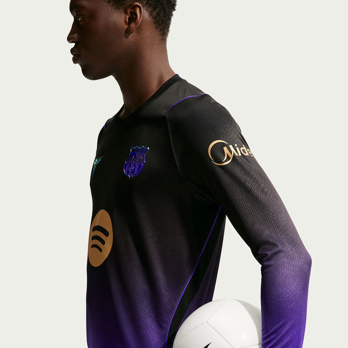 Men's Replica Barcelona Long Sleeve Away Jersey 26/27