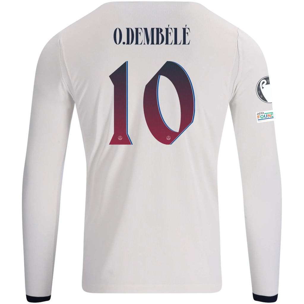 Men's Replica O. Dembele Paris Saint-Germain Long Sleeve Away Jersey 26/27 UCL