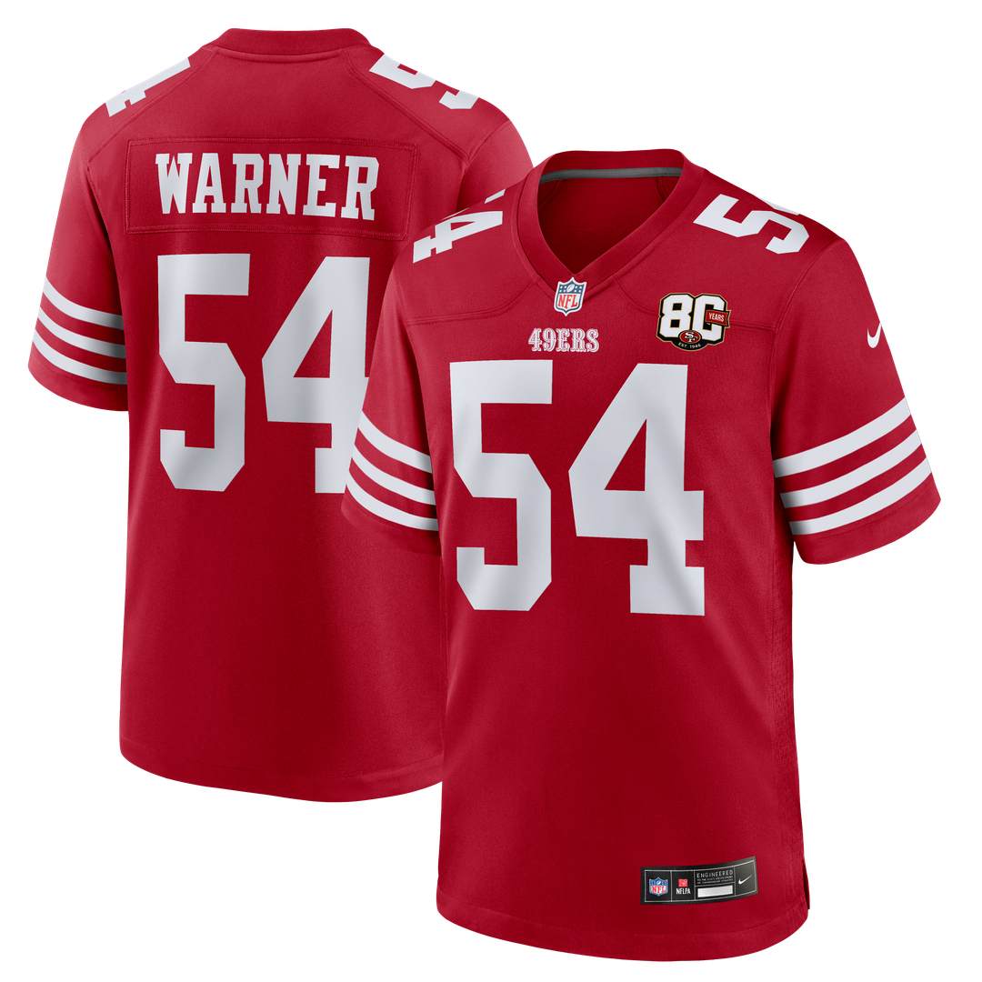 Men's San Francisco 49ers Fred Warner White 80th Anniversary