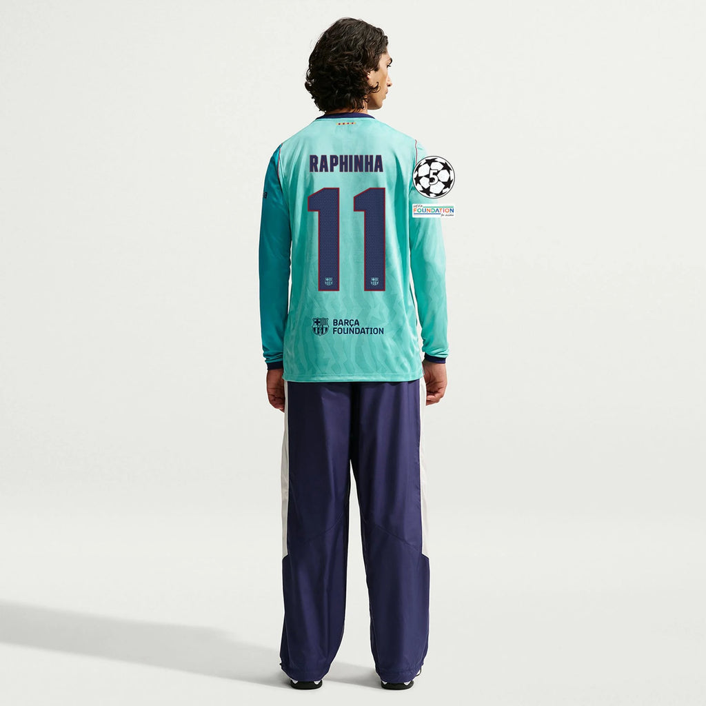 Men's Replica Raphinha Barcelona Long Sleeve Third Jersey 26/27 UCL