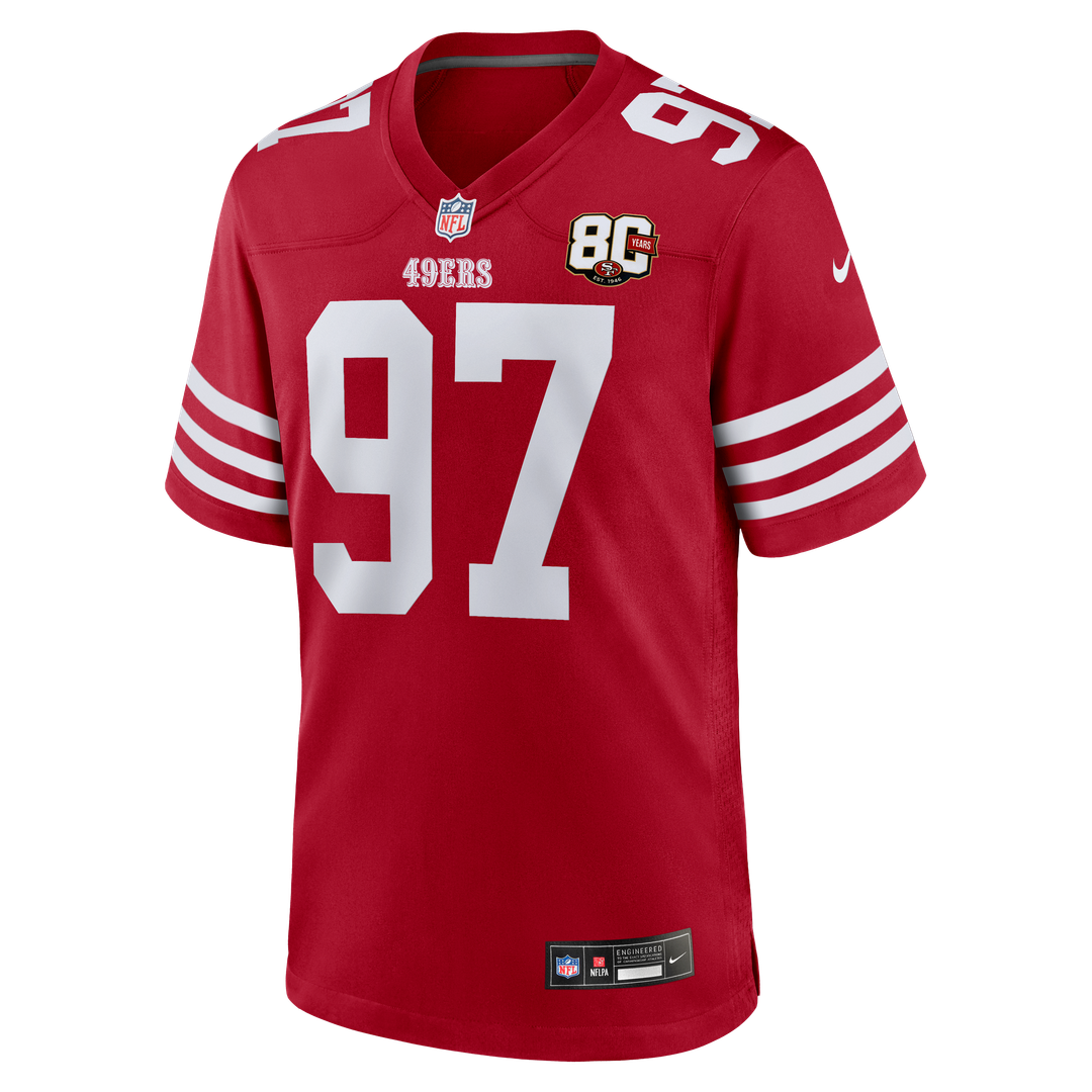Men's San Francisco 49ers Nick Bosa Scarlet 80th Anniversary