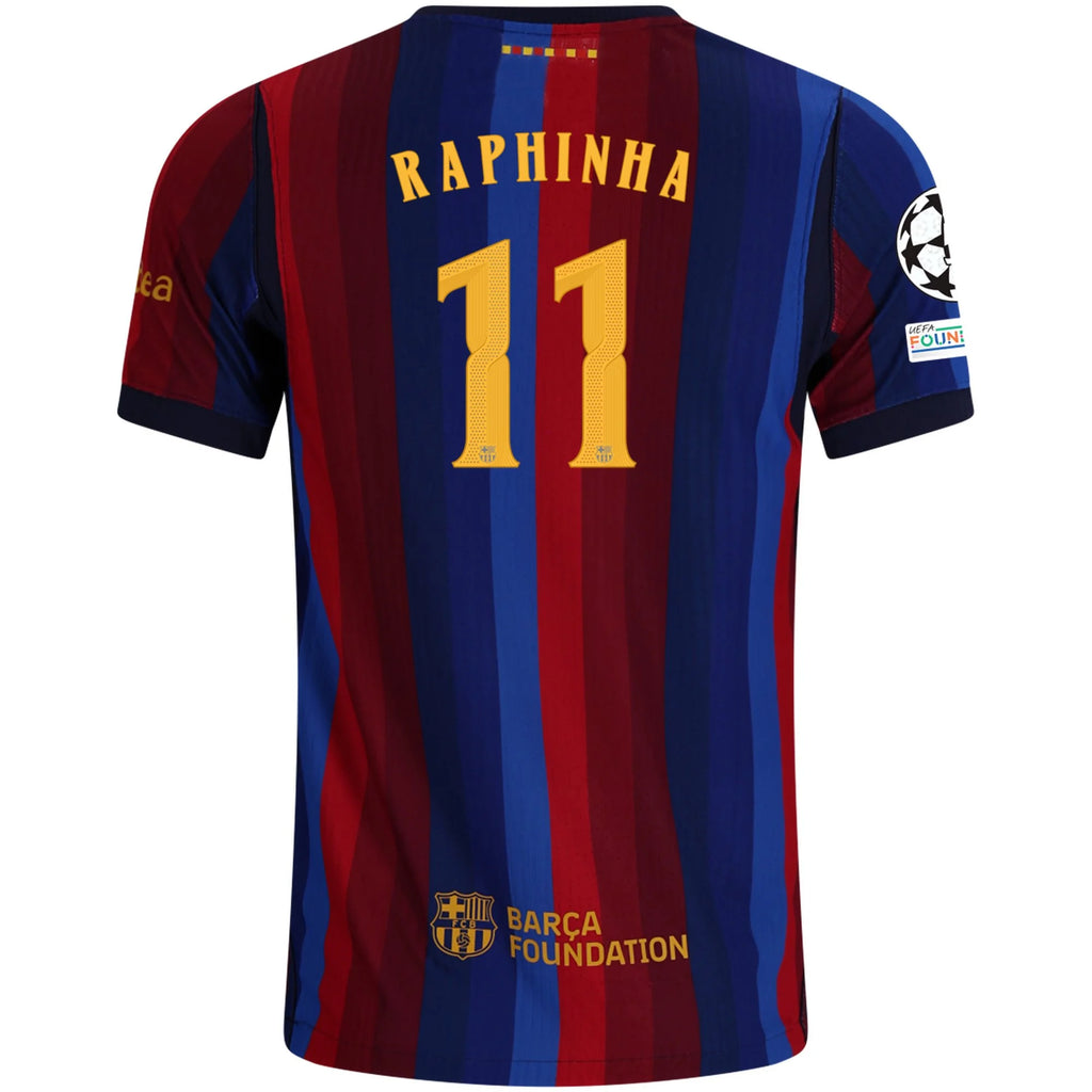 Kid's Authentic Raphinha Barcelona Home Jersey 26/27 UCL