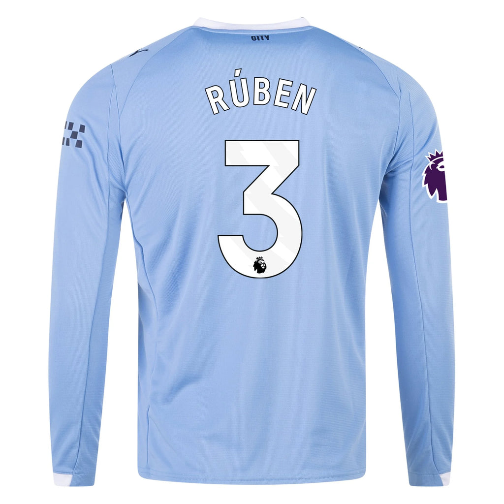 Men's Replica Ruben Manchester City Long Sleeve Home Jersey 25/26