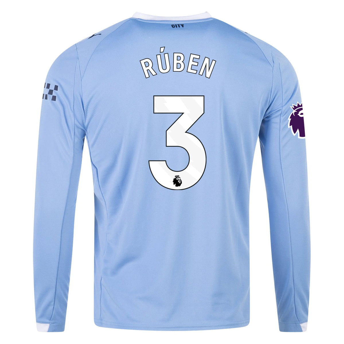 Men's Replica Ruben Manchester City Long Sleeve Home Jersey 25/26