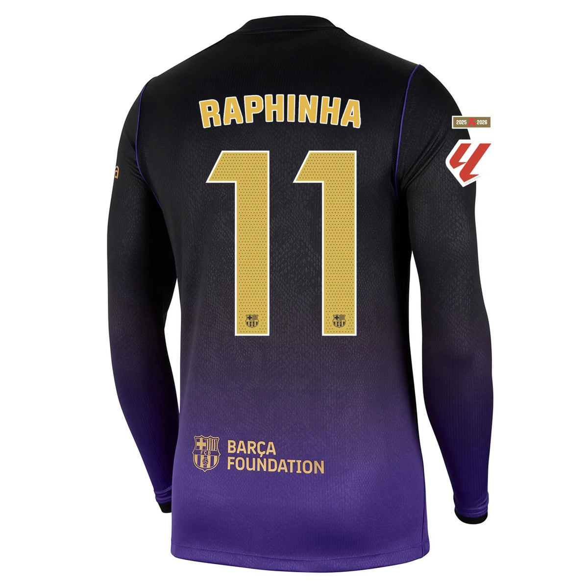Men's Replica Raphinha Barcelona Long Sleeve Away Jersey 26/27