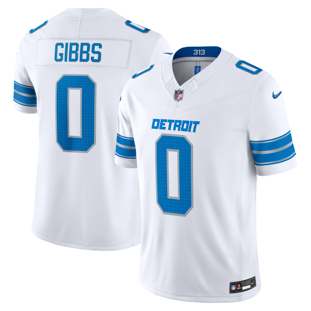 Men's Detroit Lions Jahmyr Gibbs White Vapor F.U.S.E. Stitched