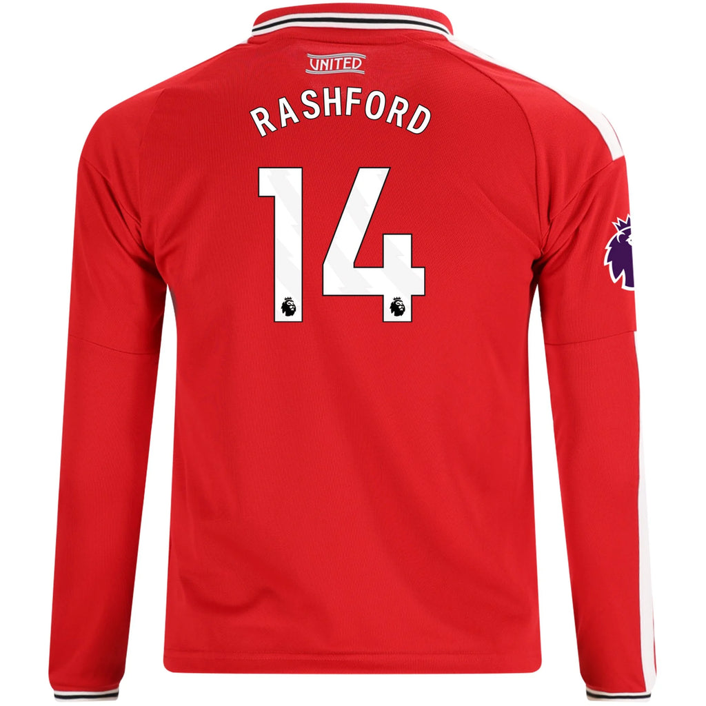 Kid's Replica Rashford Manchester United Long Sleeve Home Jersey 26/27