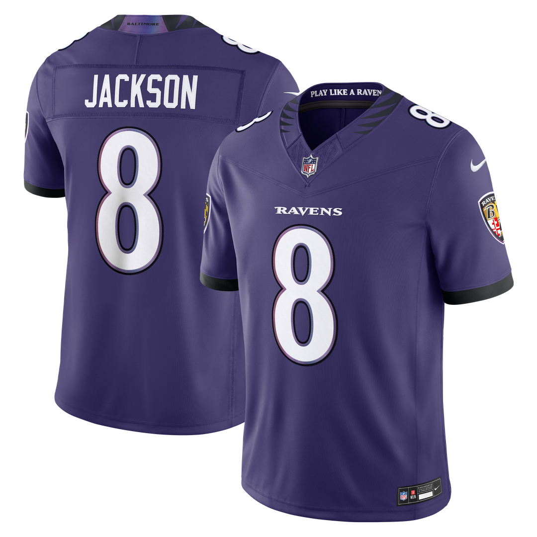 Men's Baltimore Ravens Lamar Jackson Purple Team Vapor F.U.S.E. Stitched