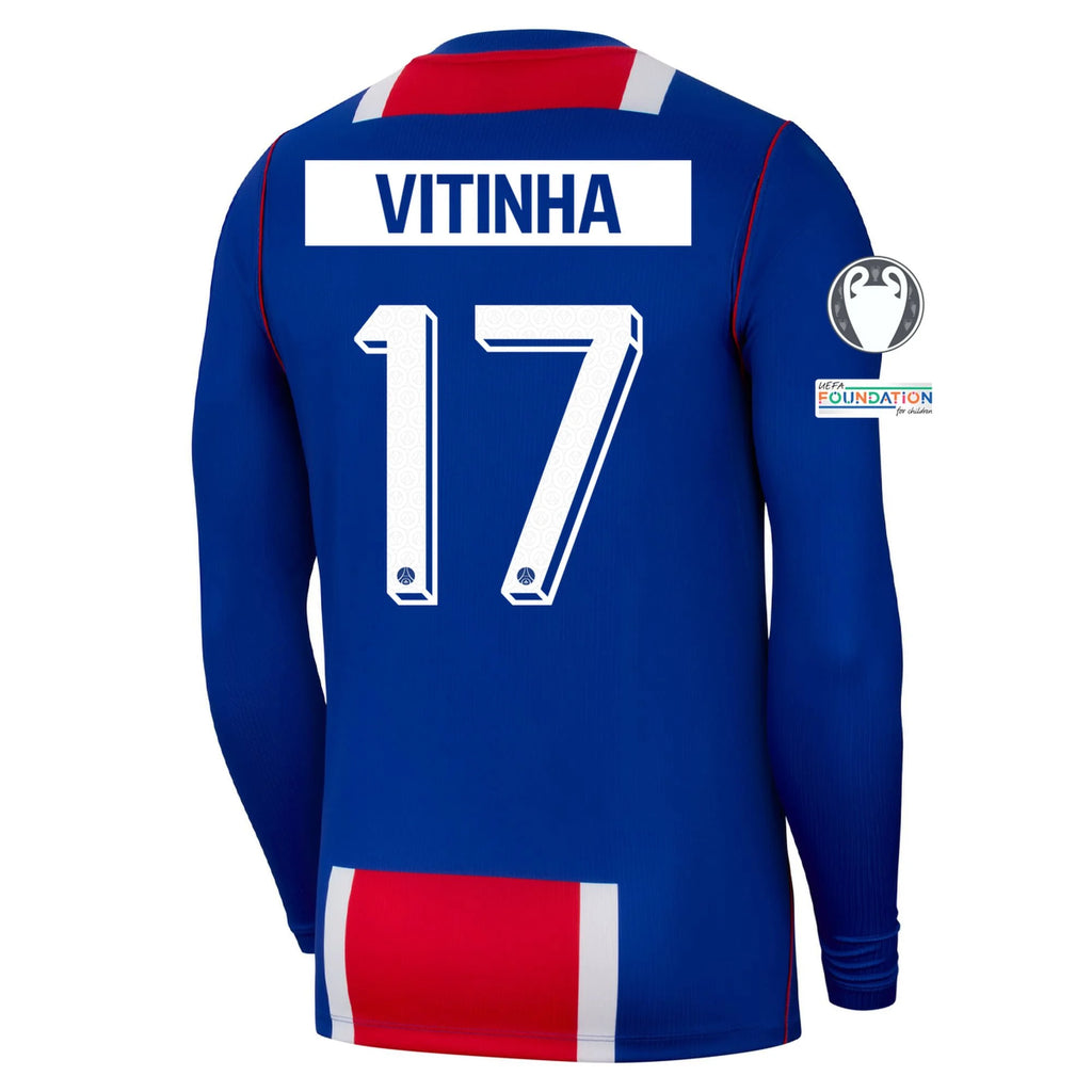 Men's Replica Vitinha Paris Saint-Germain Long Sleeve Home Jersey 26/27 UCL