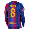 Men's Replica Pedri Barcelona Long Sleeve Home Jersey 26/27