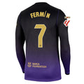 Men's Replica Fermin Barcelona Long Sleeve Away Jersey 26/27