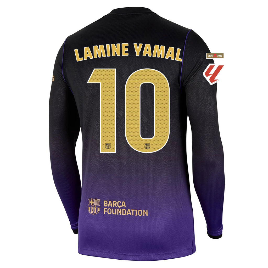 Men's Replica Lamine Yamal Barcelona Long Sleeve Away Jersey 26/27