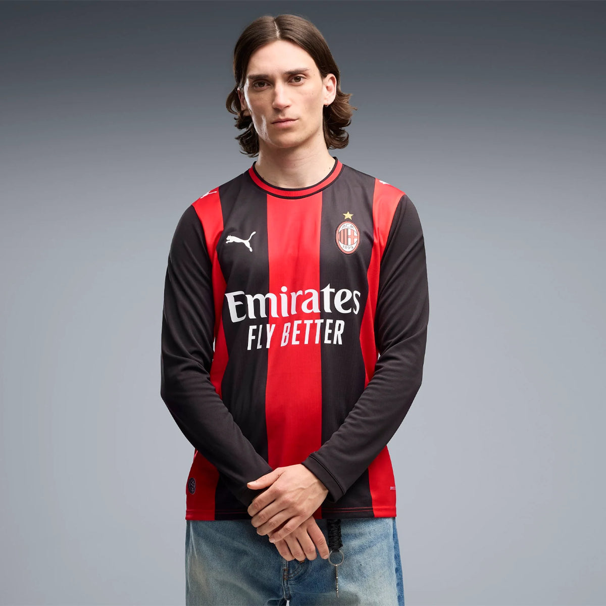 Men's Replica AC Milan Long Sleeve Home Jersey 26/27