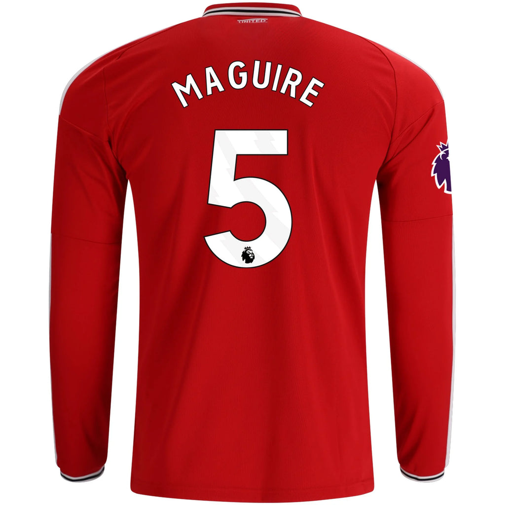Men's Replica Maguire Manchester United Long Sleeve Home Jersey 26/27