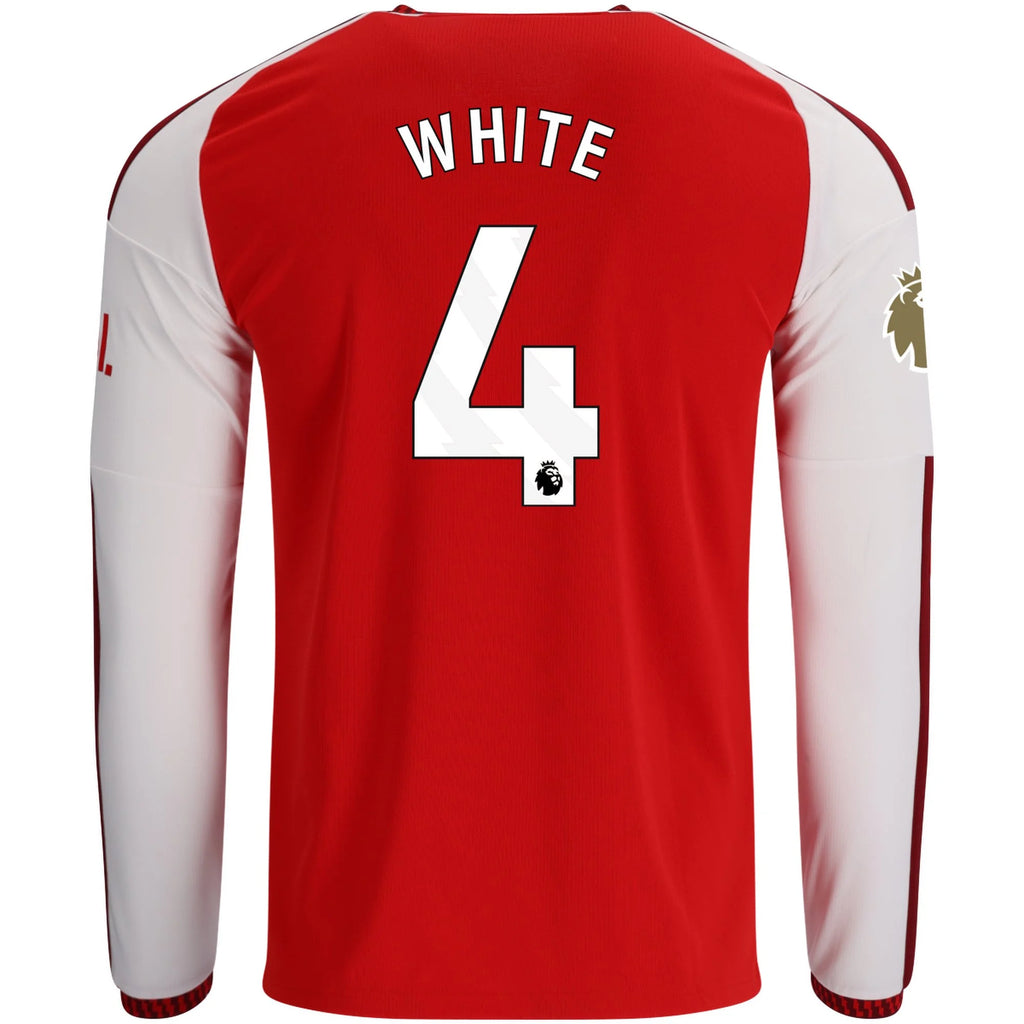 Men's Replica White Arsenal Long Sleeve Home Jersey 26/27