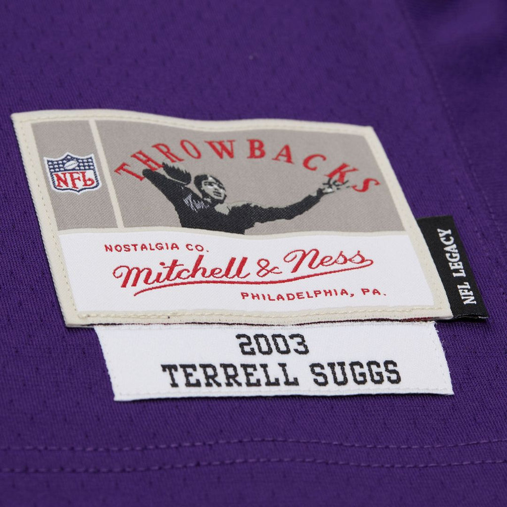Men's Baltimore Ravens Terrell Suggs White 2003 Legacy Replica Player Jersey