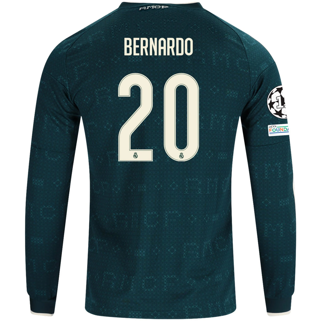 Men's Replica Bernardo Real Madrid Long Sleeve Away Jersey 26/27