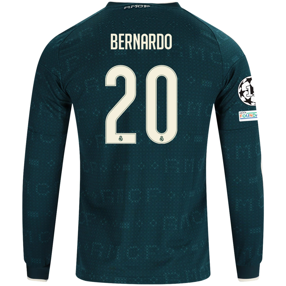 Men's Replica Bernardo Real Madrid Long Sleeve Away Jersey 26/27