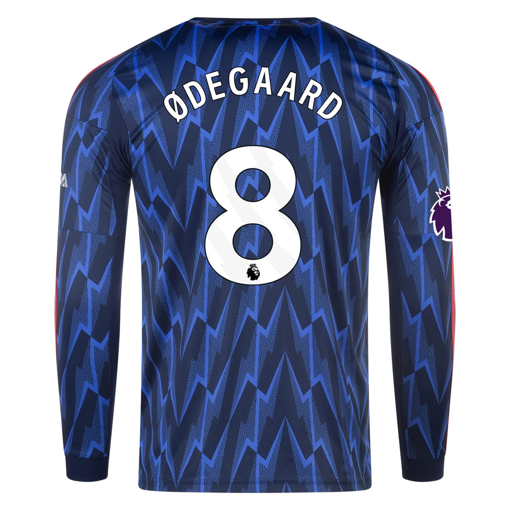Men's Replica Odegaard Arsenal Long Sleeve Away Jersey 25/26