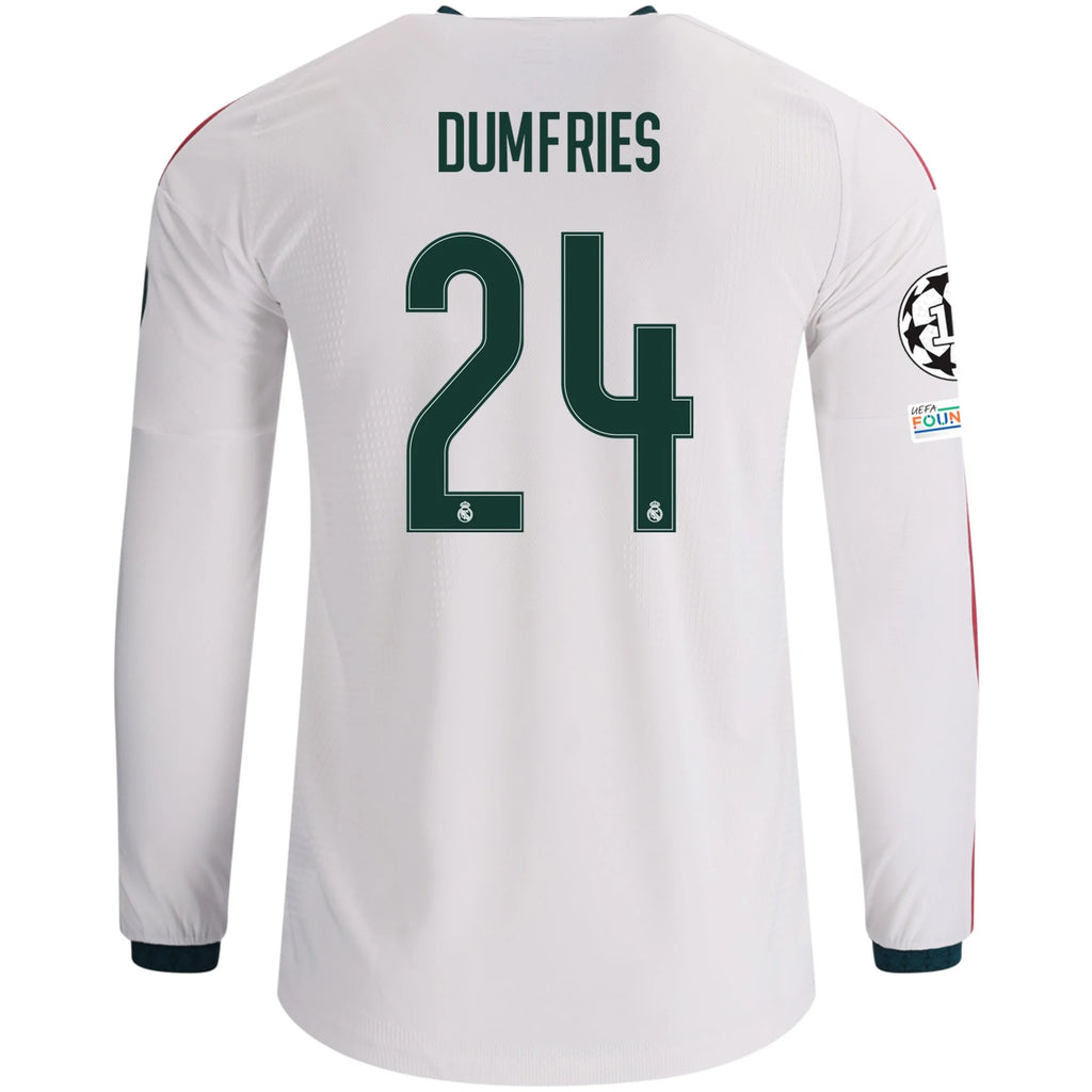 Men's Authentic Dumfries Real Madrid Long Sleeve Home Jersey 26/27
