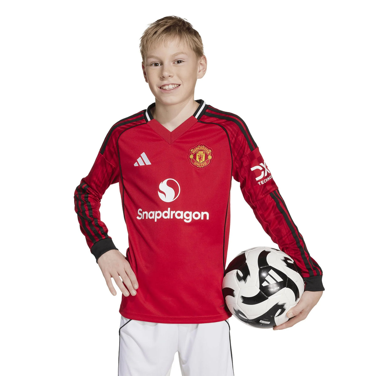 Kid's Replica Manchester United Long Sleeve Home Jersey 25/26