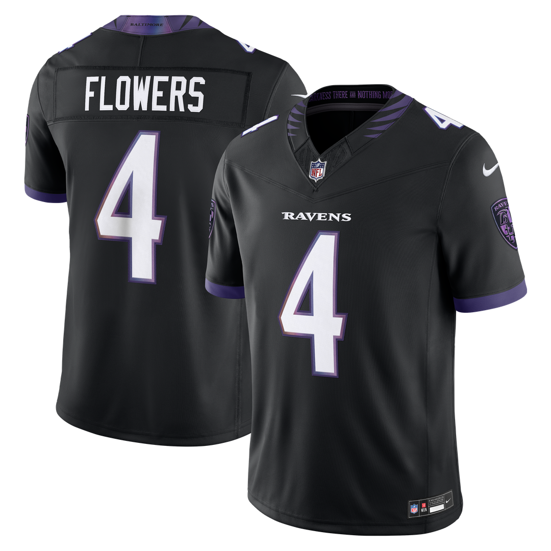 Men's Baltimore Ravens Zay Flowers Black Alternate Alternate Vapor F.U.S.E. Stitched