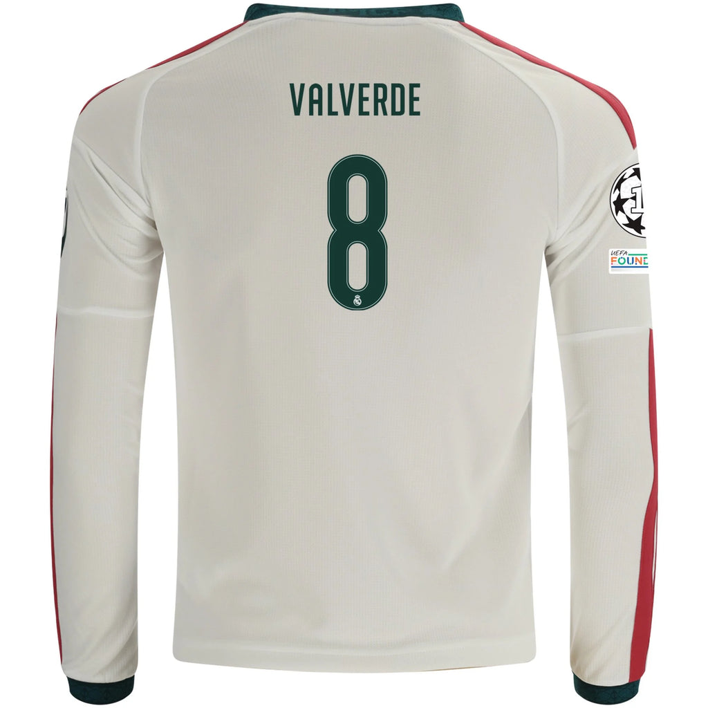 Kid's Replica Valverde Real Madrid Long Sleeve Home Jersey 26/27