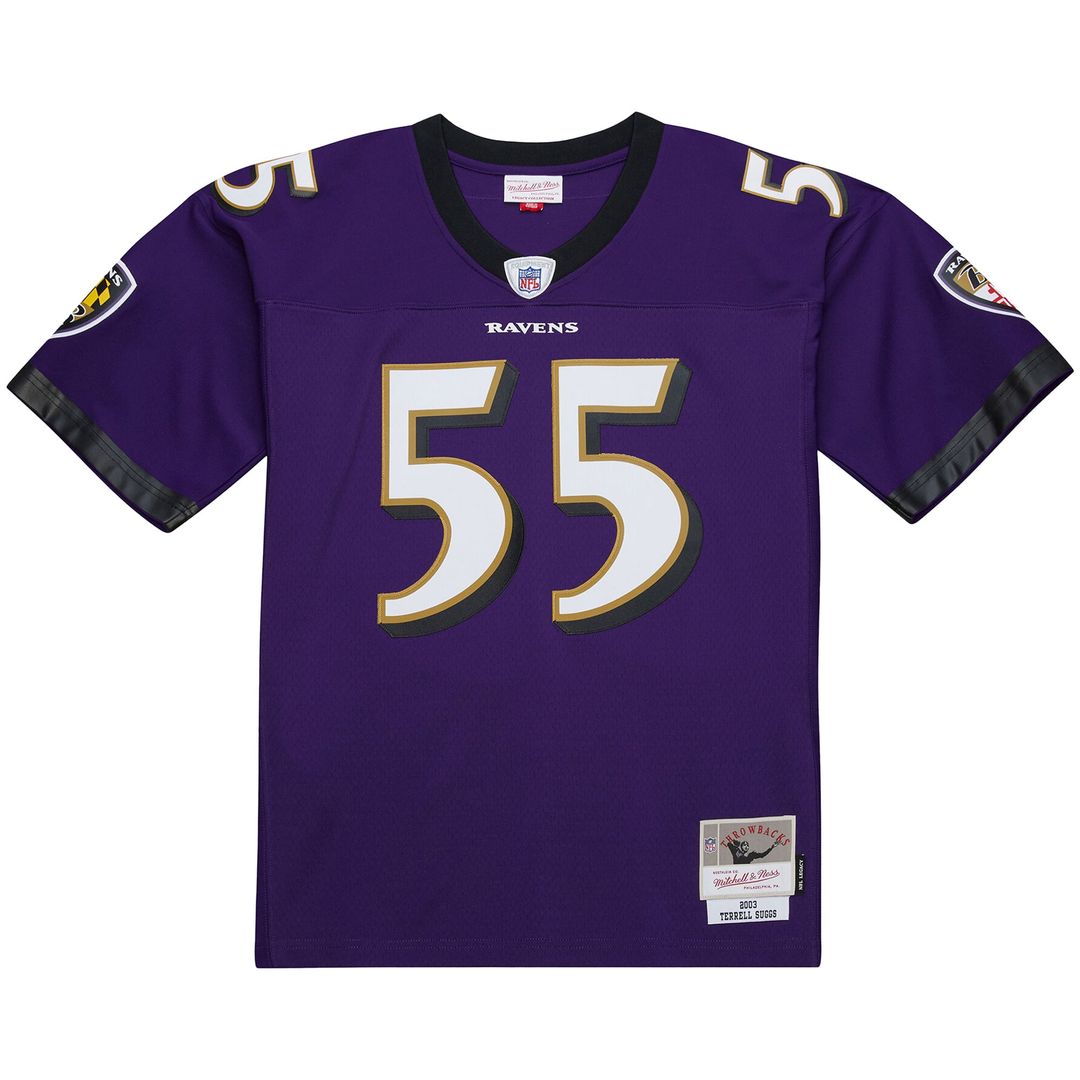 Men's Baltimore Ravens Terrell Suggs Purple 2003 Legacy Replica Jersey