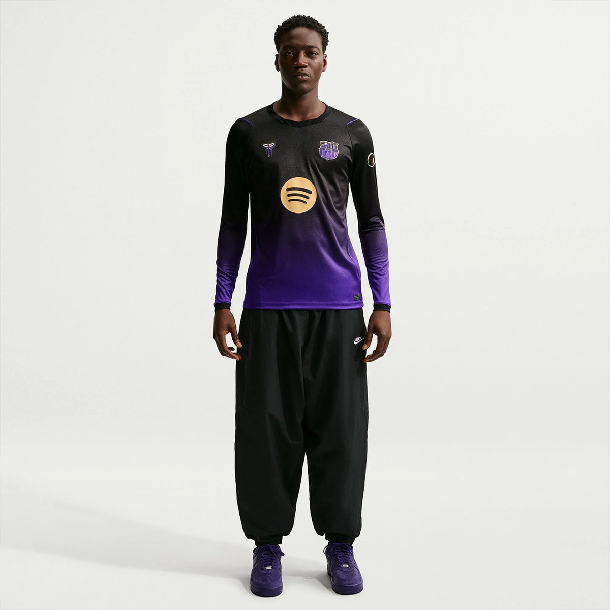 Men's Replica Barcelona Long Sleeve Away Jersey 26/27