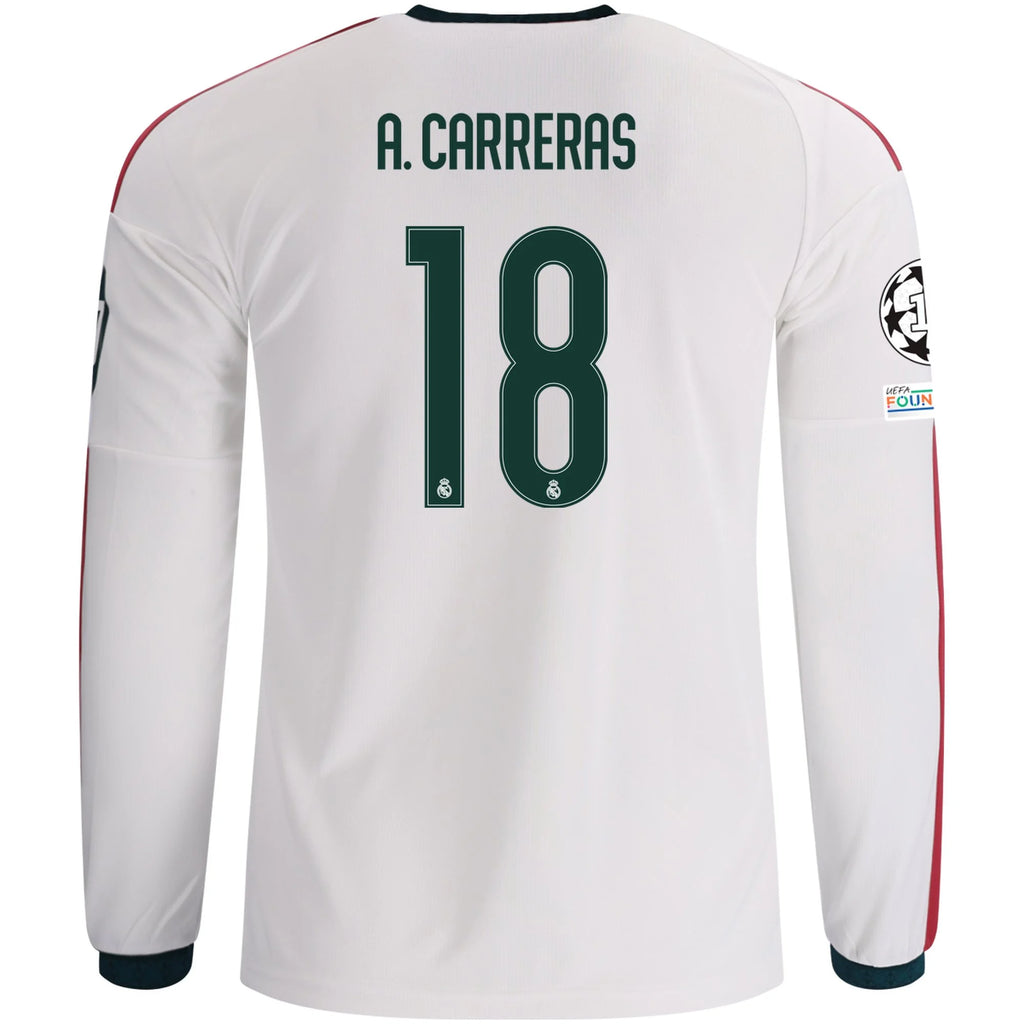 Men's Replica A. Carreras Real Madrid Long Sleeve Home Jersey 26/27