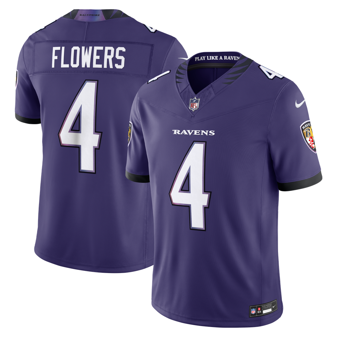 Men's Baltimore Ravens Zay Flowers Purple Team Vapor F.U.S.E. Stitched