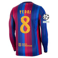 Men's Replica Pedri Barcelona Long Sleeve Home Jersey 26/27 UCL