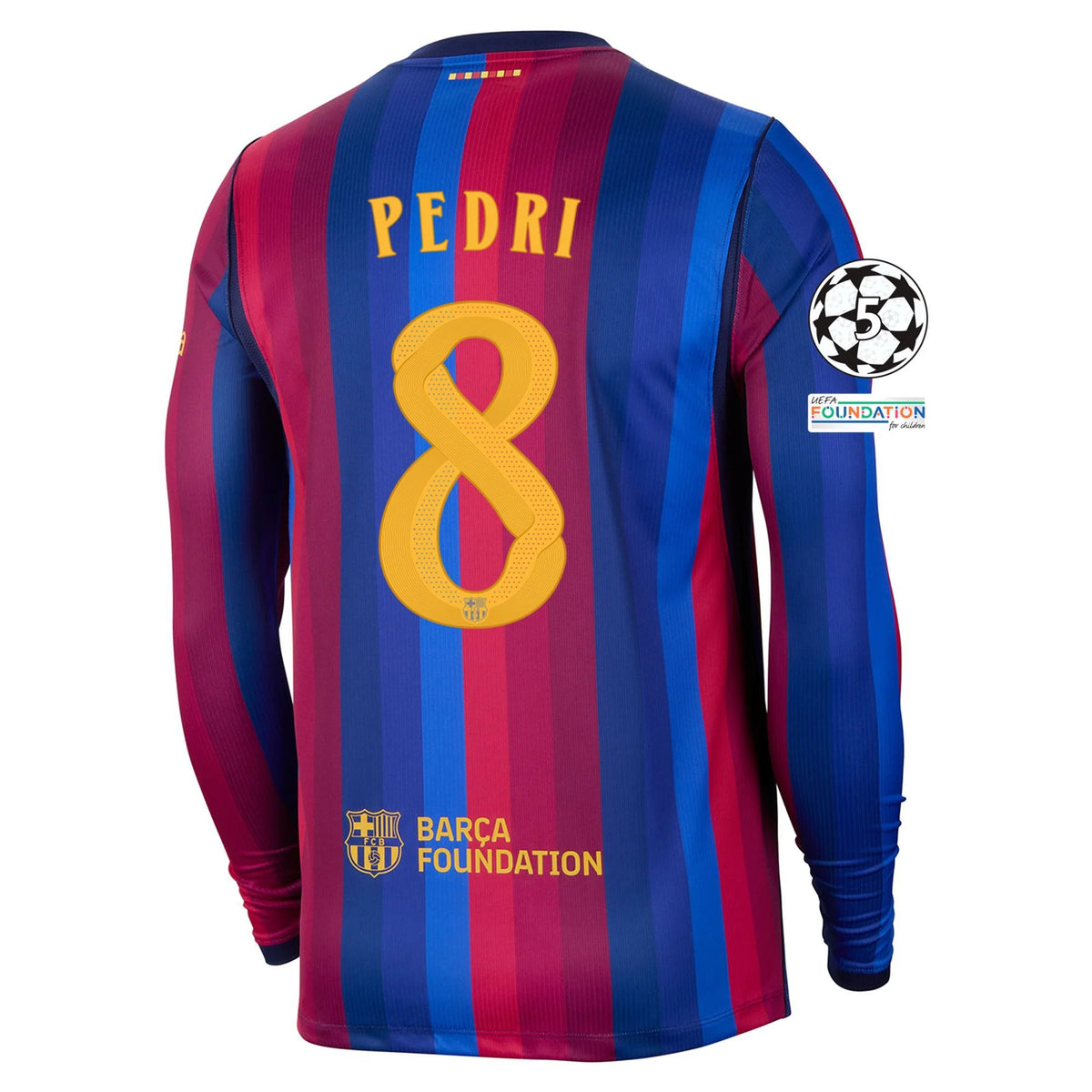 Men's Replica Pedri Barcelona Long Sleeve Home Jersey 26/27 UCL
