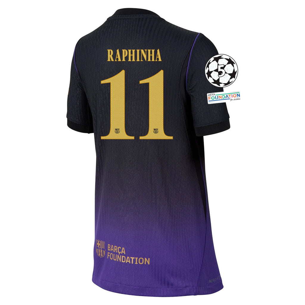 Kid's Authentic Raphinha Barcelona Away Jersey 26/27 UCL