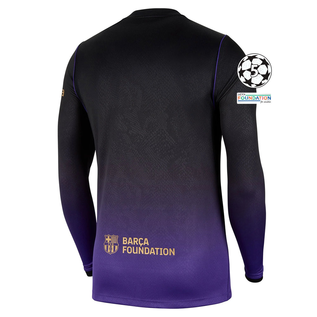 Men's Replica Barcelona Long Sleeve Away Jersey 26/27 UCL